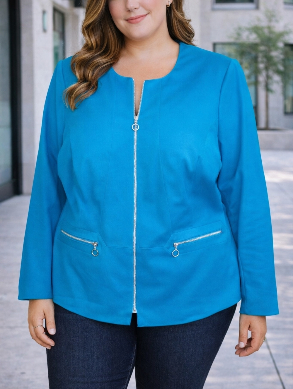 Calvin Klein Turquoise Zip Up Blazer Style Jacket, Women's Plus Size 16 ✨️NWT✨️